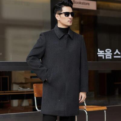 双羊面绒大衣男中长款男士羊毛6619-KJ呢外套高感羽冬季加级厚绒