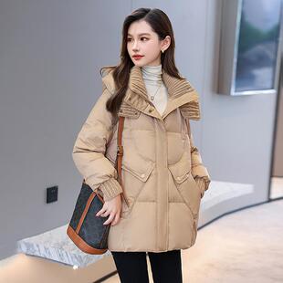 女式羽服冬新款小个子中款时尚洋气 加厚白鸭绒绒保暖外长套HR-D2