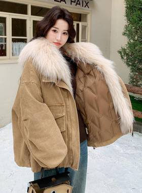 水洗牛仔工0装派接女克羽绒服2C332-85525冬季新款小个子毛绒拼90