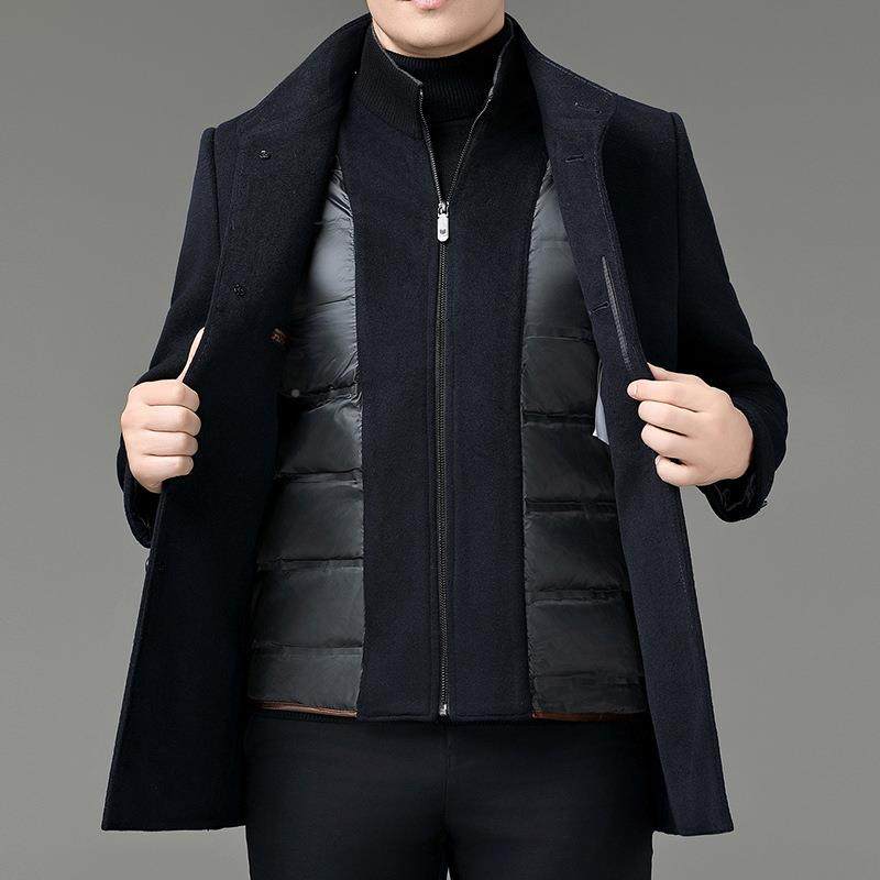 双面羊绒两大衣绒男中长款毛呢子外套中年冬季羽内NHD胆爸爸羊装