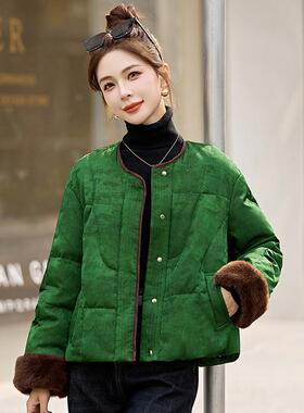 女式羽子绒2服024冬新款小个宽松圆领白鸭绒时尚季保暖外套RX9183