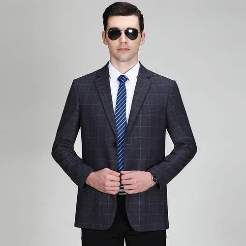 春秋季新款西西装外套中年单士爸男装羊毛时尚休闲西服ZWQ爸上衣