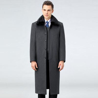 加冬2203=5季男士膝长款中老年羊绒大衣保暖商务闲上衣外休套爸过