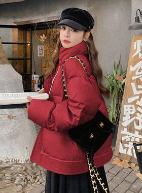 新圣诞年红色90白鸭绒羽绒服女b207-986冬2短025新款款小个设子计