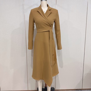 纯色连衣裙裹裙S3035 领通勤休闲长袖 0830 复古西装 设计感法式