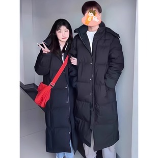 中戏情侣同款羽绒棉服女长款过膝2024年加厚韩版学生棉衣棉袄外套