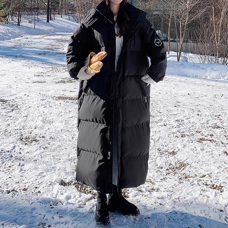 情侣工装派克棉服女中长款过膝2024冬季加厚棉袄oversize学生棉衣