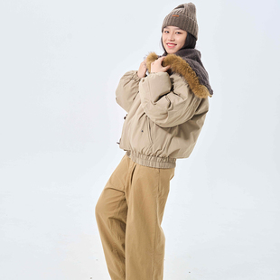 爆款牛角扣棉服女大学生短款大毛领2025冬新款加厚保暖派克服外套