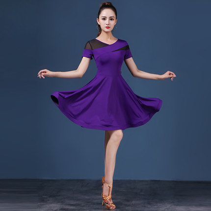 贝莎拉丁舞服女成年新款夏季摩登恰恰舞连衣裙专业表演练功服短袖