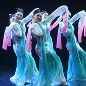 惊鸿汉服飘逸甩袖 水袖 舞蹈服古典舞采薇舞蹈藏族服装 孔子演出服女