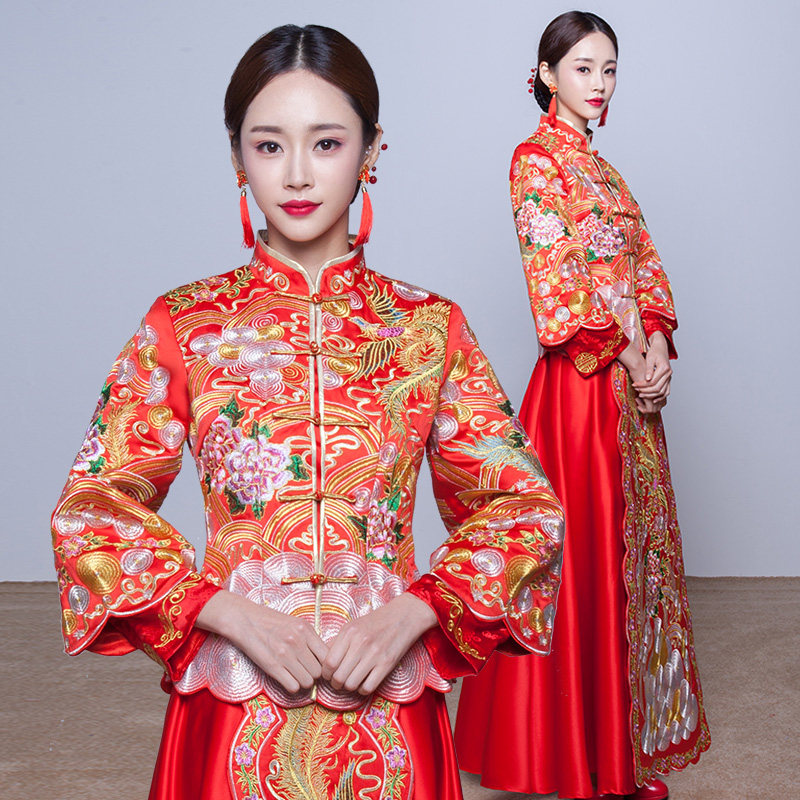 秀禾服新娘礼服嫁衣中式结婚2018冬季新款敬酒服复古喜服龙凤褂