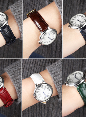 适配卡地亚真皮手表带 男女蓝气球Ballon Bleu黑武士凸口牛皮带18