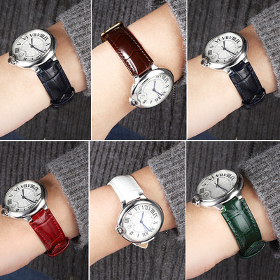 适配卡地亚真皮手表带 男女蓝气球Ballon Bleu黑武士凸口牛皮带18