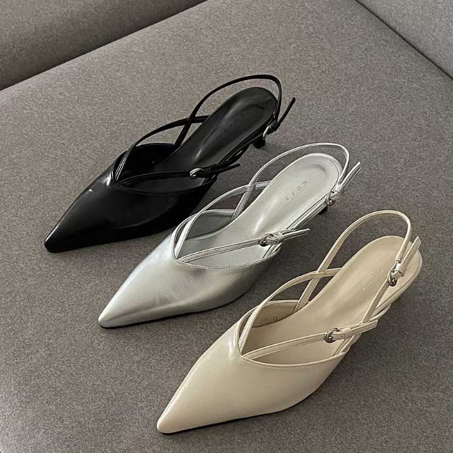 韩国东大门代购春夏法式皮带扣后绊带镂空单鞋细高跟尖头包头凉鞋,女鞋,浅口单鞋,淘宝优惠券,粉丝福利购,淘宝优惠卷