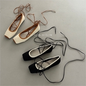 浅口方头平底鞋 韩国东大门代购 气质甜美可拆卸绑带芭蕾舞风单鞋