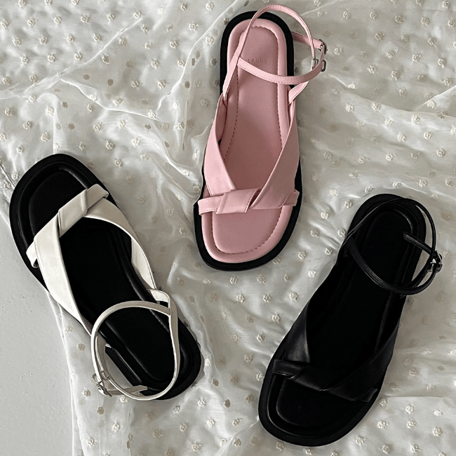 韩国东大门代购夏季新款百搭休闲交叉带松糕跟罗马鞋凉鞋露趾,女鞋,一字带凉鞋,淘宝优惠券,粉丝福利购,淘宝优惠卷