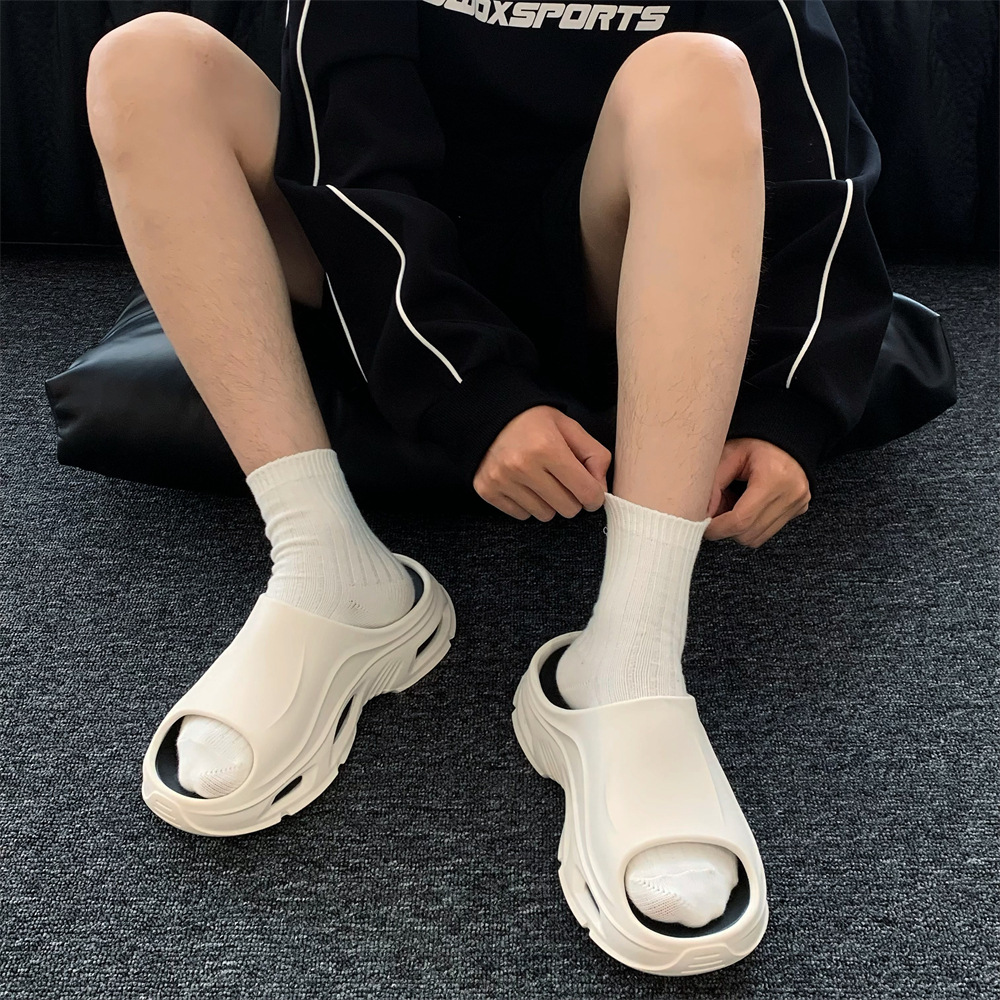 户外软厚底男士网红一字拖鞋休闲夏季潮酷运动风沙滩个性拼色凉拖