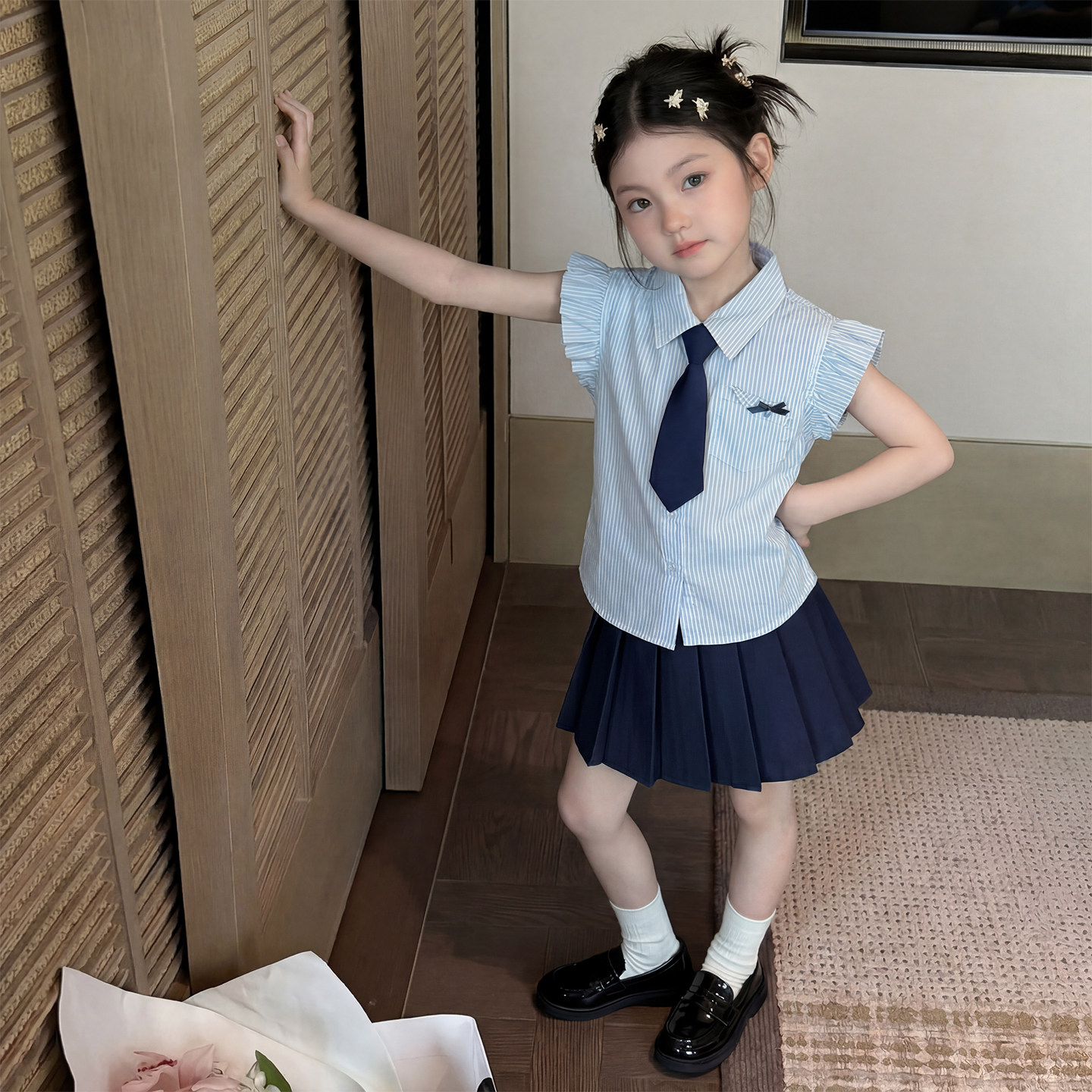 唯暖女童套装夏装宝宝衣服2026新款夏季小女孩超好看jk裙子两件套