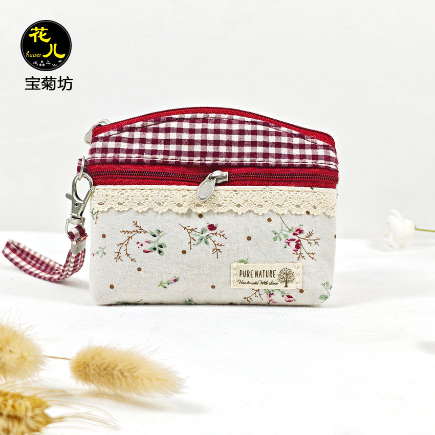 零钱包女迷你小钱包手拎硬币包棉布印花送妈妈逛街老人买菜钥匙包