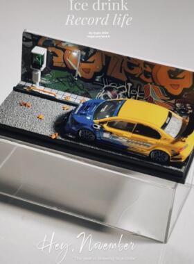 64比例 72比例车模场景 发光场景 DIY 桌面摆件  涂鸦展示盒 模型