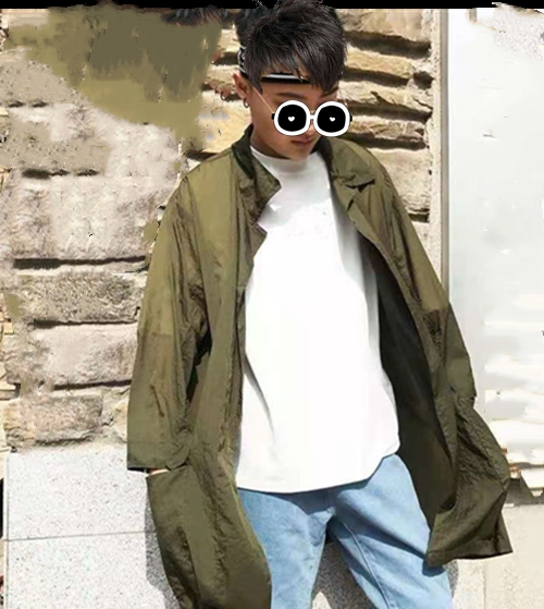 夏季男士衣男中长款韩版帅气过膝风衣男宽松薄款服外套潮,男装风衣,星座1804