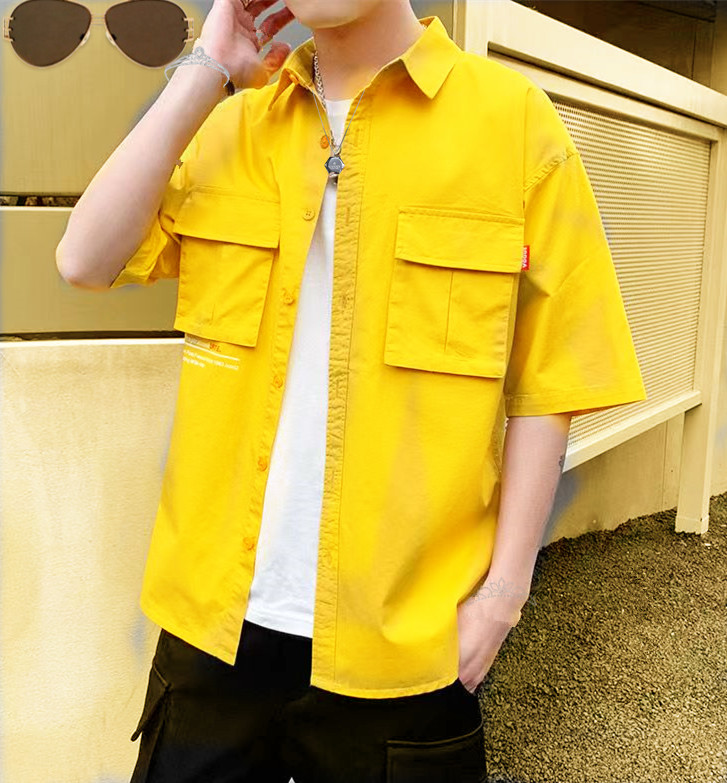 夏季男士短袖衬衫韩版潮流学生工装衬衣服休闲宽松男青年半袖衬衫，男装T恤，星座1804