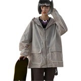 连帽外套韩版宽松大码男女装大口袋夹克薄款防晒衣F002，男装防晒衣，星座1804