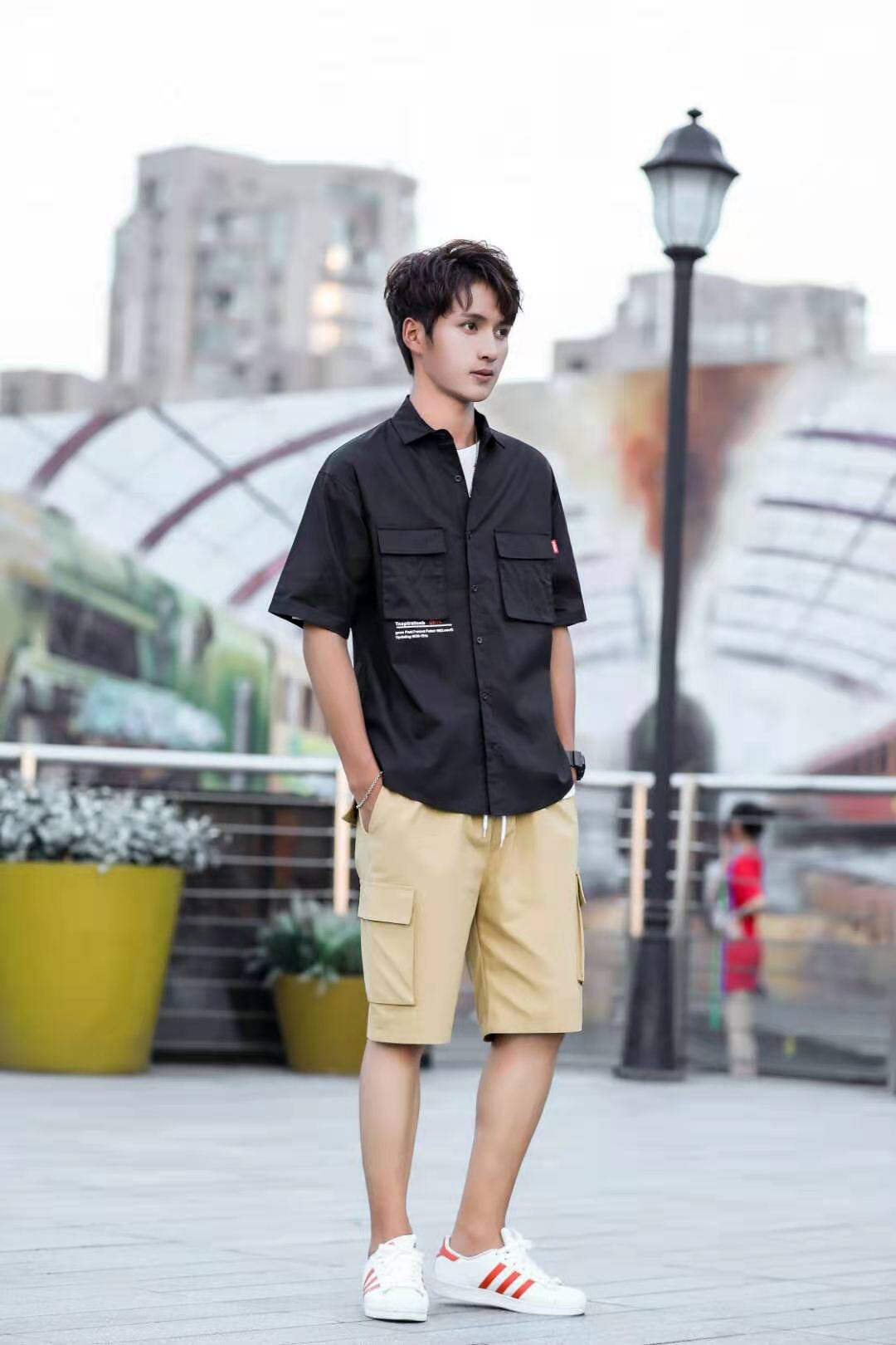 衬衫男复古风大码青少年胖子休闲上衣外套男宽松透气衣,男装衬衫,星座1804