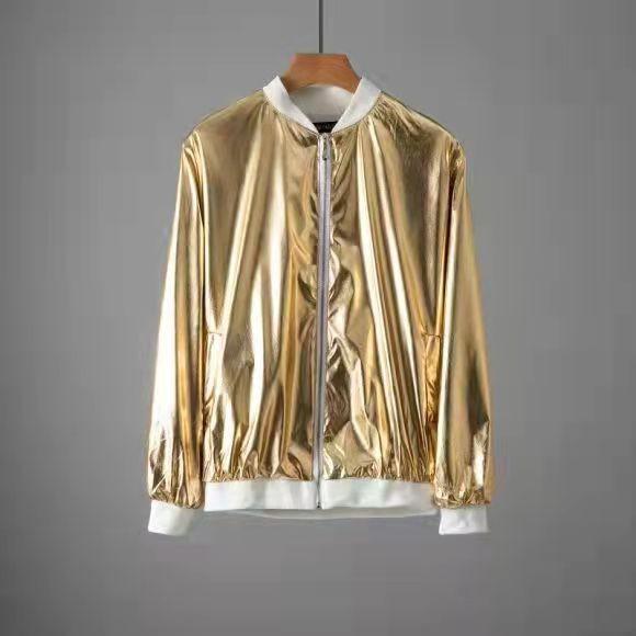 金银夹克反光舞蹈服装上衣服亮面表演服，男装夹克，星座1804