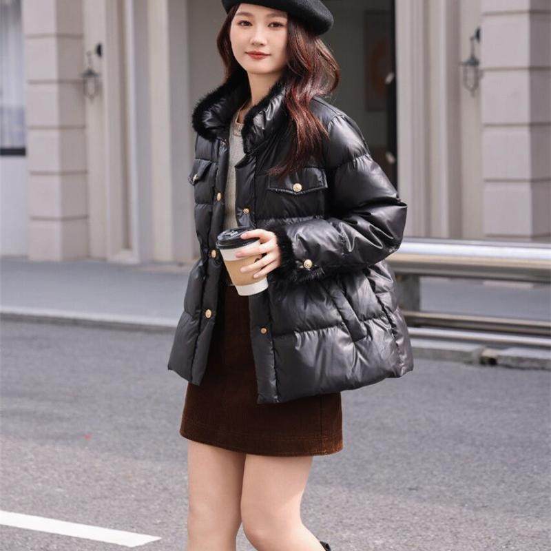 韩版短款立领白鸭绒羽绒服