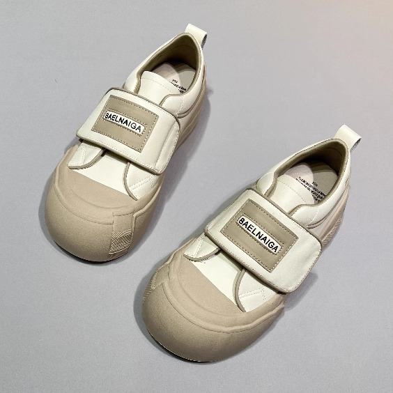 首谷正品真皮小白鞋圆头面包鞋2024春季新款休闲鞋轻便厚底板鞋