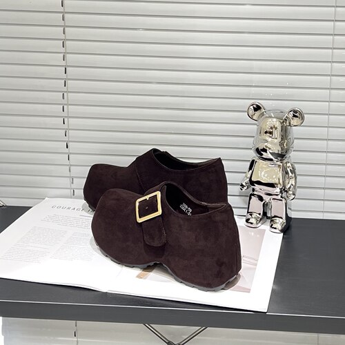 韩版反绒皮厚底内增高勃肯单鞋