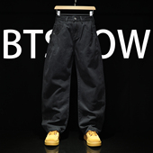 长裤 黑色弯刀牛仔裤 休闲裤 口青春潮流男生阔腿裤 男式 直筒宽松大码