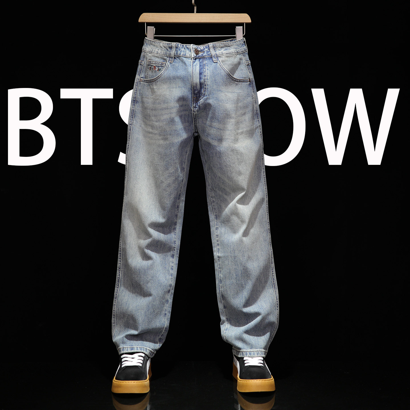 直筒牛仔裤男夏季薄款微弹长裤潮流男士胖哥大码宽松修身型休闲裤