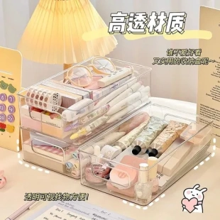 厨房储物盒收纳筐收纳盒亚克力透明宿舍桌面化妆品家用置物架整理