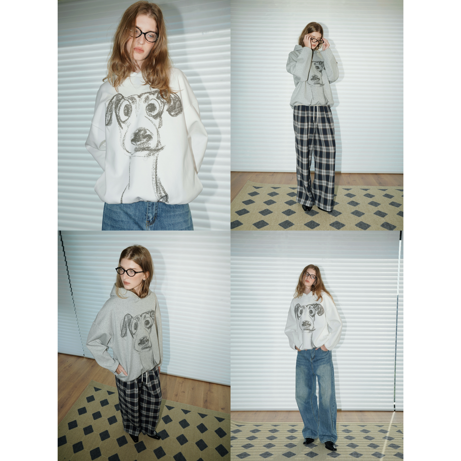 趣味小狗印花连帽卫衣