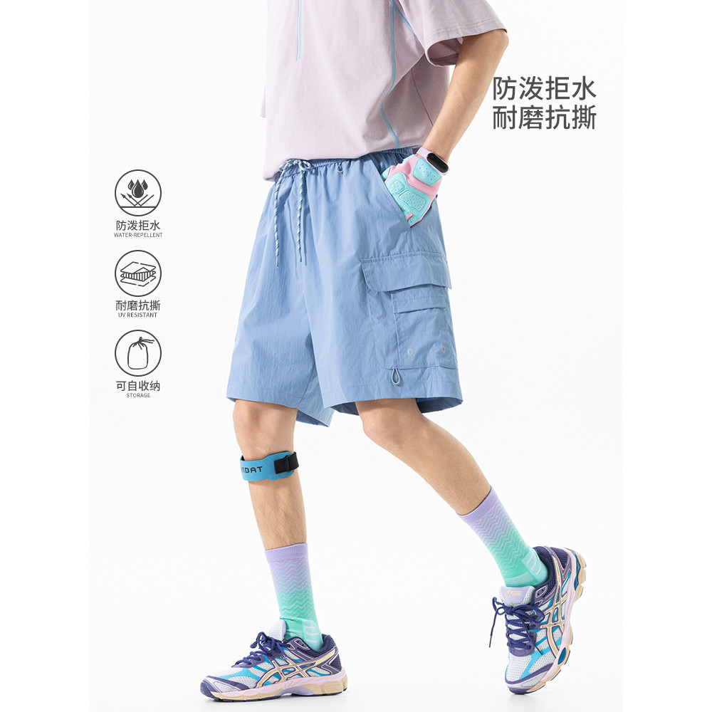 夏季薄款五分宽松可收纳男装百搭休闲运动短裤男休闲半腿外穿夏裤
