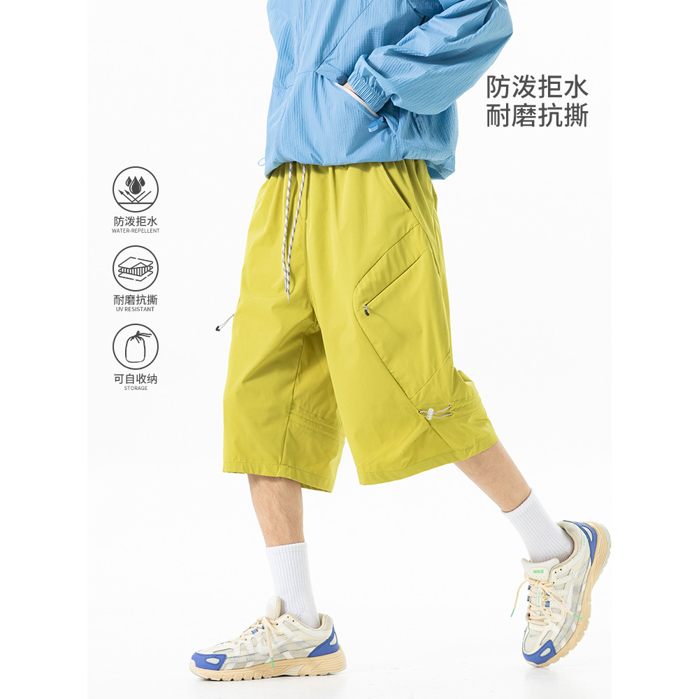 夏季运动短裤男款美式复古休闲潮流工装中裤宽松薄款速干裤子男士