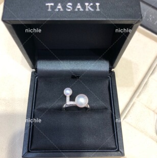代购TASAKI田崎&塔思琦18K白金 平衡 akoya阿古屋珍珠 钻石 戒指