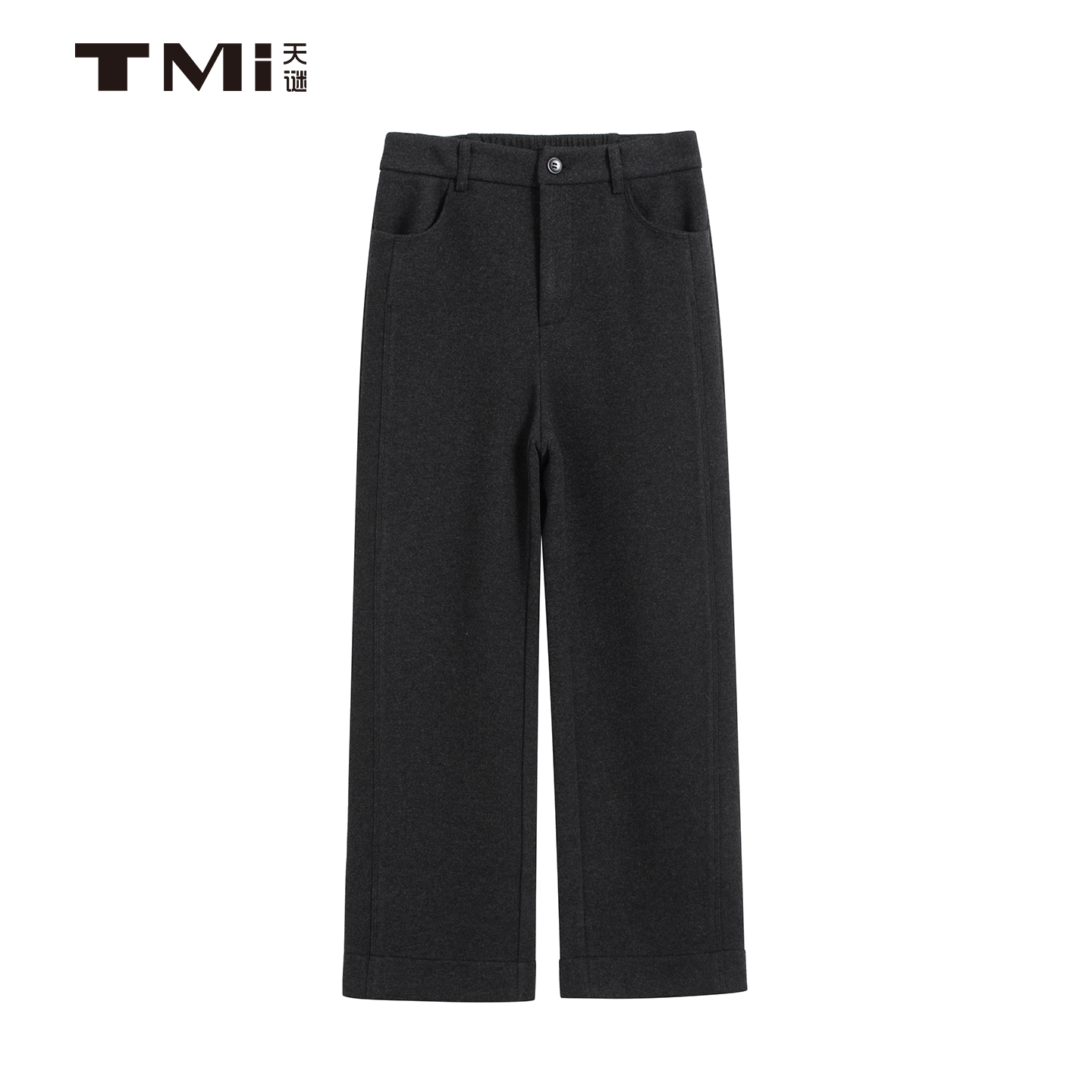 天谜简约通勤呢子裤加绒长裤