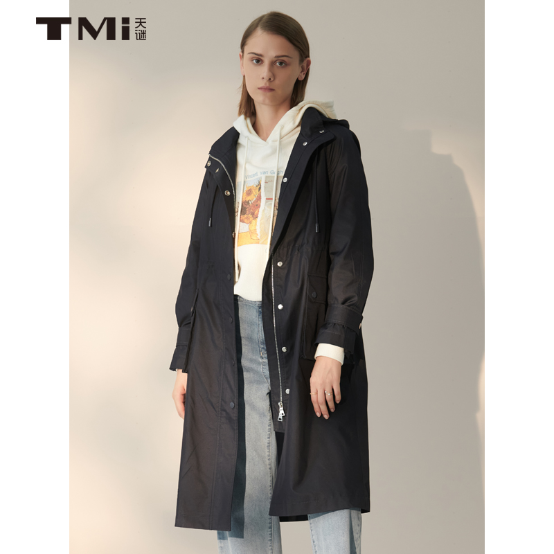 TMi秋季中长款风衣外套纯色休闲