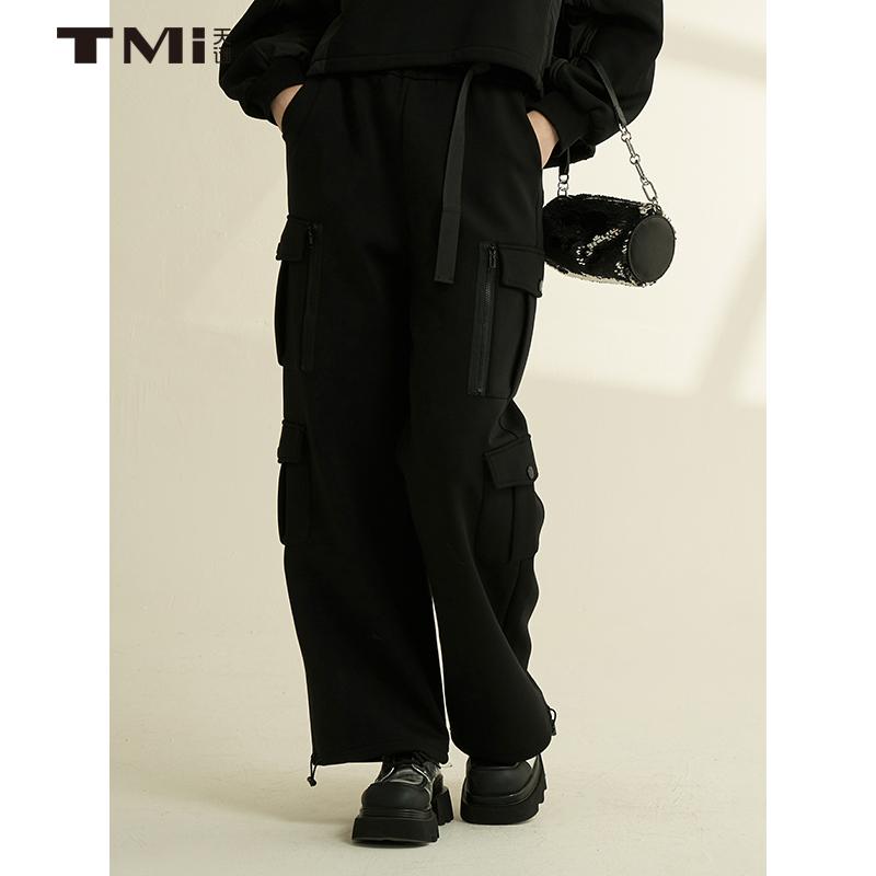 时尚休闲工装口袋直筒裤