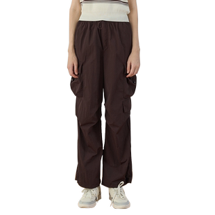 天谜工装裤直筒休闲复古色口袋宽松长裤2024秋季女装TMi243008