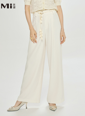 天谜西装裤顺滑垂坠质感中式直筒裤2024夏季女装TMi242046