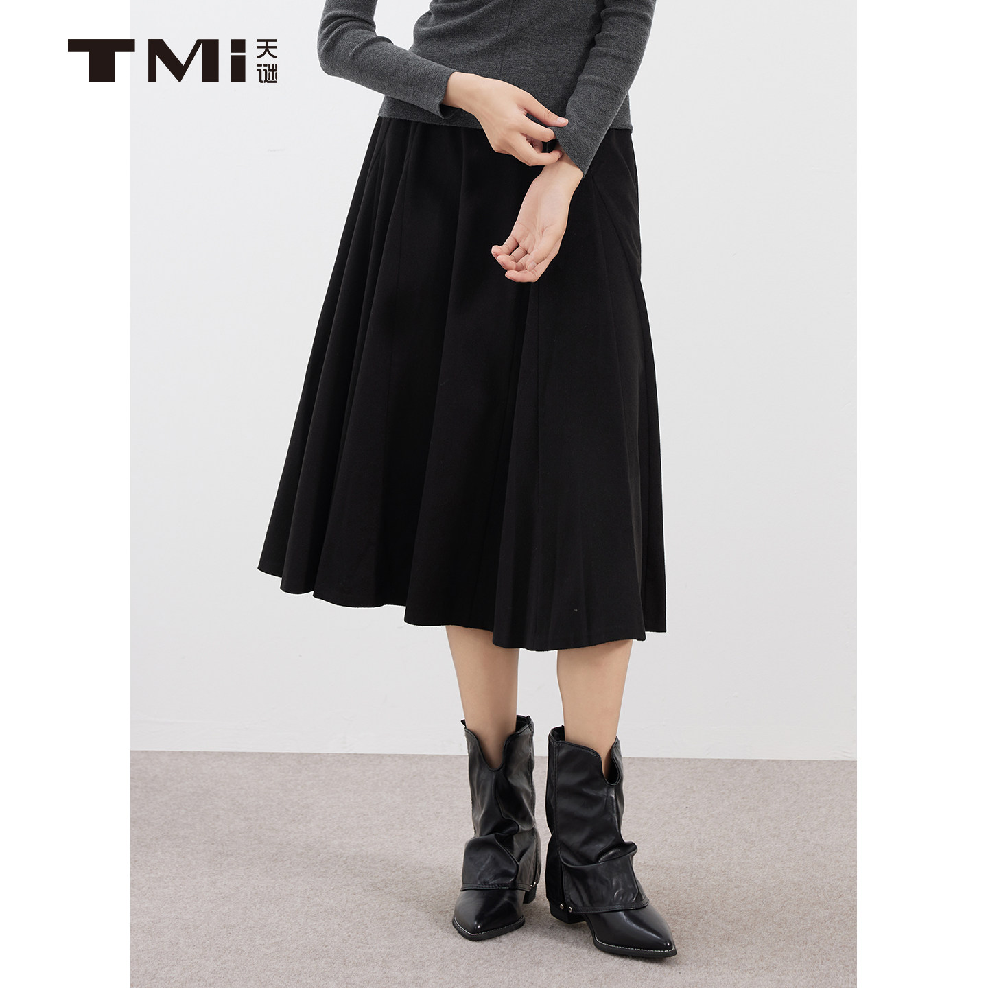 天谜法式优雅伞裙百褶裙简约通勤半身裙2025冬季女装TMi254077,女装/女士精品,半身裙,淘宝优惠券,粉丝福利购,淘宝优惠卷