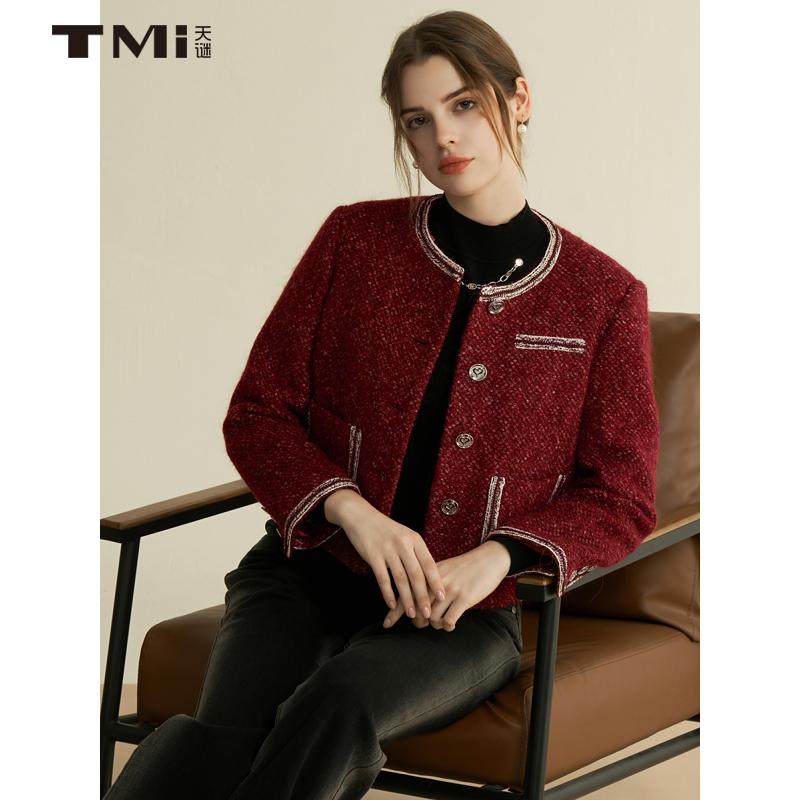 天谜呢外套复古花圆领长袖艺术感香风短外套2024冬新品TMi244084,女装/女士精品,短外套,淘宝优惠券,粉丝福利购,淘宝优惠卷