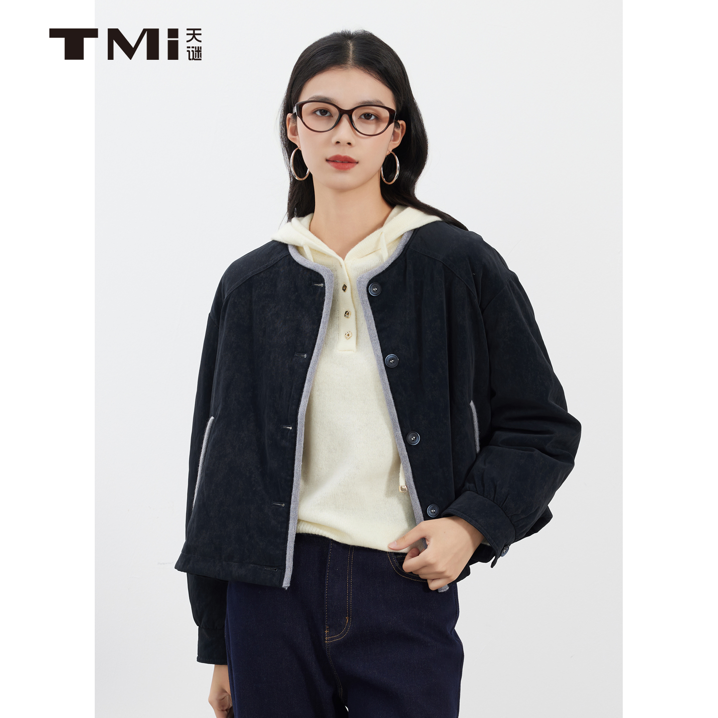 天谜轻量包边鸭绒设计感羽绒服