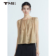 女装 天谜无袖 上衣2025夏季 圆领优雅鎏金时尚 TMi252167 百褶小衫