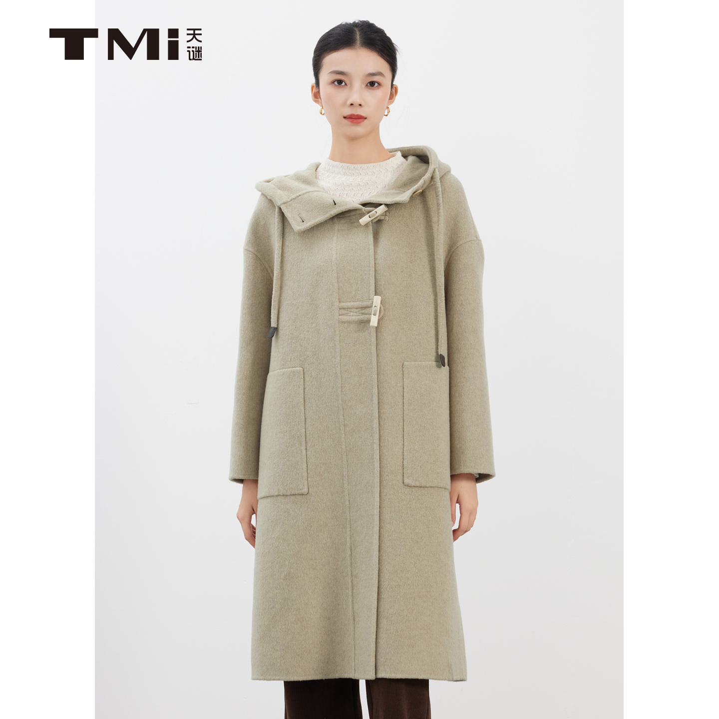 天谜时尚设计感韩系中长款大衣