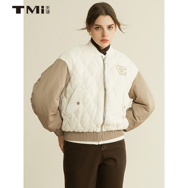 拼色夹克式棒球服羽绒服